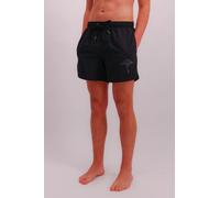 Badeshorts JOOP "Solid", Herren, Gr. S, N-Gr, schwarz (schwarz beauty), Microfaser, Obermaterial: 100% Polyester, unifarben, Badehosen Badeshorts, Cornflower-Logo, kurze Seitenschlitze (54564651-S) sc