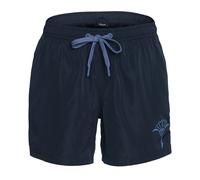 Badeshorts JOOP "Solid", Herren, Gr. XL, N-Gr, blau (schwarz sapphire), Microfaser, Obermaterial: 100% Polyester, unifarben, Badehosen Badeshorts, Cornflower-Logo, kurze Seitenschlitze (67379802-XL) s