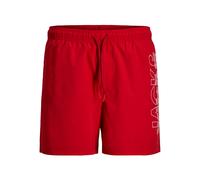 Badeshorts "JPSTMAUI WAVE LOGO SWIM SHORTS SN PLS", Herren, Gr. 42, N-Gr, true rot, Web, Polyester, JACK & JONES PLUSSIZE, unifarben, Badehosen Badeshorts (20597550-42) true rot