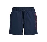 Badeshorts "JPSTMAUI WAVE LOGO SWIM SHORTS SN PLS", Gr. 46, N-Gr, navy blazer, Web, Obermaterial: 100% Polyester, JACK & JONES PLUSSIZE, unifarben, Badehosen Badeshorts (88808604-46) navy blazer