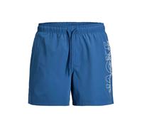 Badeshorts "JPSTMAUI WAVE LOGO SWIM SHORTS SN PLS", Herren, Gr. 46, N-Gr, delft, Web, Polyester, JACK & JONES PLUSSIZE, unifarben, Badehosen Badeshorts (17992360-46) delft