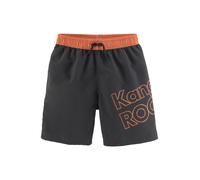 Badeshorts KANGAROOS "Adams Kids", Jungen, Gr. 122/128, N-Gr, orange (schwarz, orange), Microfaser, Polyester, unifarben mit Farbeinsatz, Badehosen Badeshorts, im Colorblocking-Design, Topseller (5977