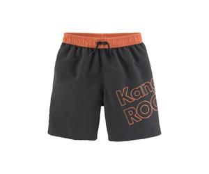 Badeshorts KANGAROOS "Adams Kids", Jungen, Gr. 158/164, N-Gr, orange (schwarz, orange), Microfaser, Polyester, unifarben mit Farbeinsatz, Badehosen Badeshorts, im Colorblocking-Design (59778852-158) s