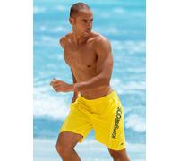 Badeshorts KANGAROOS, Herren, Gr. 4, N-Gr, gelb, Microfaser, Polyester, unifarben, Badehosen Badeshorts, mit Kangaroos Schriftzug (526737-4) gelb