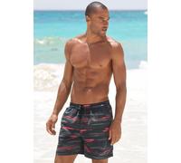 Badeshorts KANGAROOS, Herren, Gr. S (46/48), N-Gr, schwarz (schwarz, grau), Polyester, gestreift, Badehosen Badeshorts, im modischen Design (218153-S) schwarz, grau