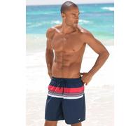 Badeshorts KANGAROOS, Herren, Gr. XL (54/56), N-Gr, blau (marine, rot), Polyester, gestreift, Badehosen Badeshorts, mit Streifen (771592-XL) marine, rot