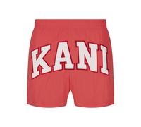 Badeshorts KARL KANI "Karl Kani Herren KM241-052-2 Karl Kani Serif Board Shorts", Herren, Gr. XL, US-Größen, rot, sanftes weiß, 100% Polyimid, Badehosen Badeshorts (66876543-XL) rot, sanftes weiß