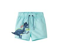 Badeshorts NAME IT "NMMZAKAN SWIM SHORTS", Jungen, Gr. 98, N-Gr, blau (limpet shell), Web, Obermaterial: 100% Polyester, bedruckt, unifarben, Badehosen Badeshorts, mit süßem Fischmotiv (63123465-98) l