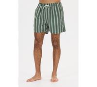 Badeshorts NOU "Leandro", Herren, Gr. 3XL, US-Größen, grün (dunkelgrün, weiß), 100% Polyester, gestreift, Badehosen Badeshorts, mit breiten Streifen (93279948-XXXL) dunkelgrün, weiß