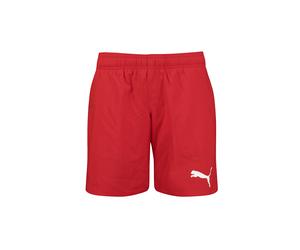 Badeshorts PUMA "PUMA SWIM BOYS MID SHORTS", Kinder, Gr. 164, N-Gr, rot, Microfaser, Obermaterial: 100% Polyester, Badehosen Badeshorts, schnelltrocknend, Kordelzug (35225558-164) rot