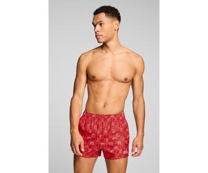 Badeshorts PUMA "PUMA SWIM MEN PRINTED CAT SHORT SHORTS", Herren, Gr. S, N-Gr, rot glamour combo, Web, Obermaterial: 100% Polyester, Badehosen Badeshorts, mit Gummizug und seitlichen Taschen (12991139