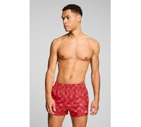 Badeshorts PUMA "PUMA SWIM MEN PRINTED CAT SHORT SHORTS", Herren, Gr. XS, N-Gr, rot (rot glamour combo), Web, Obermaterial: 100% Polyester, Badehosen Badeshorts, mit Gummizug und seitlichen Taschen (1