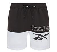 Badeshorts REEBOK "Rory", Herren, Gr. S, N-Gr, schwarz-weiß (schwarz, weiß), Web, Polyester, unifarben, Badehosen Badeshorts, mit Kordelzug und elastischem Bund, mit Logo, schnell trocknend (85593546-