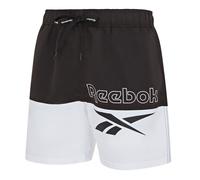Badeshorts REEBOK "Rory", Herren, Gr. XL, N-Gr, schwarz-weiß (schwarz, weiß), Web, Polyester, unifarben, Badehosen Badeshorts, mit Kordelzug und elastischem Bund, mit Logo, schnell trocknend (85593546
