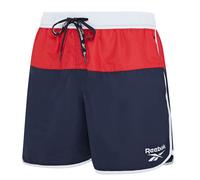 Badeshorts REEBOK "Troy", Damen, Gr. XL, N-Gr, blau (navy, rot, whi), Microfaser, Polyester, unifarben, Badehosen Badeshorts, mit Kordelzug und elastischem Bund, mit Logo, schnell trocknend (68832866-