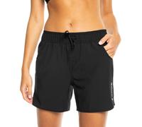 Badeshorts ROXY "ROXY WAVE 5 INCH BS", Damen, Gr. M (38), N-Gr, schwarz (anthrazit), Obermaterial: 82% Polyester, 10% sonstige Fasern, 8% Elasthan, Badehosen Badeshorts, sportlicher Stil, bequeme Pass
