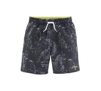Badeshorts S.OLIVER "Blade Kids", Kinder, Gr. 158/164, N-Gr, schwarz, Polyester, bedruckt, Badehosen Badeshorts, mit kontrastfarbenem Detail (73432116-158) schwarz