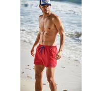 Badeshorts S.OLIVER, Herren, Gr. L (52), N-Gr, rot, Microfaser, Microfaser, Polyester, kontrastfarbene Details, unifarben, Badehosen Badeshorts, mit komplementärem Farbdesign (11192718-L) rot