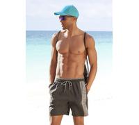 Badeshorts S.OLIVER, Herren, Gr. L (52), N-Gr, schwarz, Polyester, unifarben mit Farbeinsatz, Badehosen Badeshorts, in verschiedenen Unifarben (20874150-L) schwarz
