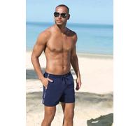 Badeshorts S.OLIVER, Herren, Gr. S (46/48), N-Gr, blau (marine), Recycling-Polyester, unifarben, Badehosen Badeshorts, mit Markenschriftzügen (60836838-S) marine