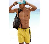 Badeshorts S.OLIVER, Herren, Gr. S (46/48), N-Gr, gelb, Polyester, unifarben mit Farbeinsatz, Badehosen Badeshorts, in verschiedenen Unifarben (75997227-S) gelb