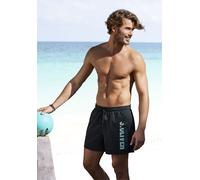 Badeshorts S.OLIVER, Herren, Gr. S (46/48), N-Gr, schwarz, Microfaser, Polyester, unifarben, Badehosen Badeshorts, mit seitlichem Logodruck (79093831-S) schwarz