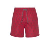 Badeshorts S.OLIVER, Herren, Gr. S, N-Gr, bunt (hummer, petrol), Microfaser, Recycling-Polyester, bedruckt, kontrastfarbene Details, Badehosen Badeshorts, mit Palmen-Design (58433234-S) hummer, petrol