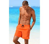Badeshorts S.OLIVER, Herren, Gr. XL (54/56), N-Gr, orange, Microfaser, Polyester, Badehosen Badeshorts, mit trendigem Logoprint (439479-XL) orange
