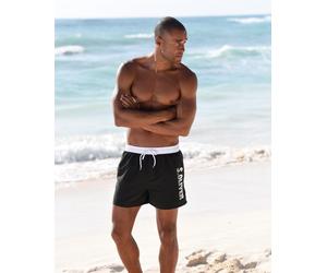Badeshorts S.OLIVER, Herren, Gr. XXL (58/60), Kurz, schwarz (schwarz (kurzgröße)), Microfaser, Polyester, Badehosen Badeshorts (63078704-XXL) schwarz (kurzgröße)