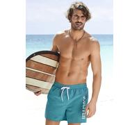 Badeshorts S.OLIVER, Herren, Gr. XXL (58/60), N-Gr, blau (petrol), Microfaser, Polyester, unifarben, Badehosen Badeshorts, mit seitlichem Logodruck (90941861-XXL) petrol