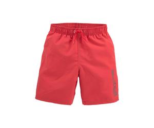Badeshorts S.OLIVER "Philip Kids", Kinder, Gr. 158/164, N-Gr, rot, Polyester, kontrastfarbene Details, unifarben, Badehosen Badeshorts, im schlichten Design (99470820-158) rot