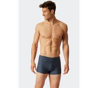 Badeshorts SCHIESSER "Nautical Casual", Herren, Gr. 6, N-Gr, blau (801, admiral), Gewirkt, Baumwolle, Elasthan, gestreift, Badehosen Badeshorts, Innenslip, kleine Tasche mit RV, gestreift (10327401-6)