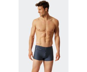 Badeshorts SCHIESSER "Nautical Casual", Herren, Gr. 6, N-Gr, blau (801, admiral), Gewirkt, Baumwolle, Elasthan, gestreift, Badehosen Badeshorts, Innenslip, kleine Tasche mit RV, gestreift (10327401-6)