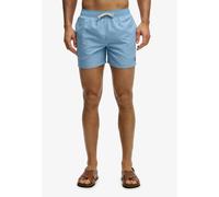 Badeshorts SUPERDRY "EMBROIDERED LOGO 15 SWIM SHORT", Herren, Gr. M, N-Gr, blau (endless sky blau), Web, Polyester, unifarben, Badehosen Badeshorts, aus Polyester, modische Passform, unifarbenes Desig