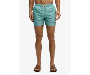 Badeshorts SUPERDRY "PREMIUM PRINTED 15 SWIM SHORT", Herren, Gr. M, N-Gr, grün (mini flora grün), Polyester, gemustert, Badehosen Badeshorts (62641501-M) mini flora grün