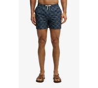 Badeshorts SUPERDRY "PREMIUM PRINTED 15 SWIM SHORT", Gr. M, N-Gr, sashiko atlantic navy, Polyester, gemustert, Badehosen Badeshorts (54003705-M) sashiko atlantic navy