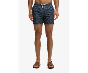 Badeshorts SUPERDRY "PREMIUM PRINTED 15 SWIM SHORT", Herren, Gr. XXL, N-Gr, blau (sashiko atlantic navy), Polyester, gemustert, Badehosen Badeshorts, aus Polyester, modische Passform, gemusterte Optik