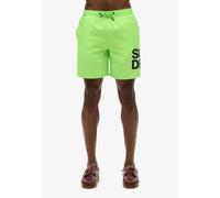Badeshorts SUPERDRY "SPORTSWEAR LOGO 17 SWIM SHORT", Herren, Gr. S, N-Gr, grün (neon grün), Web, Polyester, bedruckt, Badehosen Badeshorts (64516826-S)
