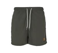 Urban Classics Herren Badeshorts Block – mit Kordelzug und Taschen, schnelltrocknend – Olive 3XL