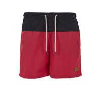 Badeshorts URBAN CLASSICS "Urban Classics Herren Block Swim Shorts", Herren, Gr. 3XL, US-Größen, rot (blk, rot), 100% Polyamid, Badehosen Badeshorts (59512213-XXXL) blk, rot