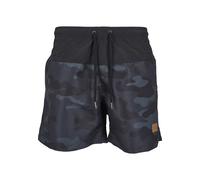 Urban Classics Herren Block Swim Shorts - Badeshorts mit Kordelzug & Taschen, schnelltrocknend, ideal für Strand, Pool & Urlaub,Blk/Darkcamo,S