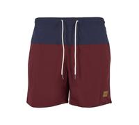 Urban Classics Badeshorts Herren Block Swim – schnelltrocknend, Kordelzug – Dunkelblau/Bordeaux XL