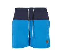 Urban Classics Herren Block Swim Shorts - Badeshorts mit Kordelzug & Taschen, schnelltrocknend, ideal für Strand, Pool & Urlaub,NVY/Tur,XS