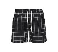 Urban Classics Herren Badehose Check Swim Shorts, Schwarz (Black/White), XXL
