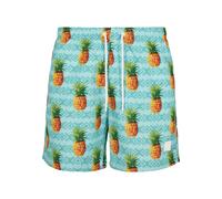 Urban Classics Badeshorts Pattern – schnelltrocknend, mit Innenslip & Taschen – Türkis 3XL