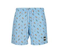 Badeshorts URBAN CLASSICS "Urban Classics Herren Pattern Swim Shorts", Herren, Gr. L, US-Größen, blau (lightblau, ice), 100% Polyester, Badehosen Badeshorts (76428716-L) lightblau, ice