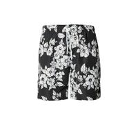 Badeshorts URBAN CLASSICS "Urban Classics Herren Pattern Swim Shorts", Herren, Gr. M, US-Größen, schwarz-weiß (schwarzflowers), 100% Polyester, Badehosen Badeshorts (93725667-M) schwarzflowers