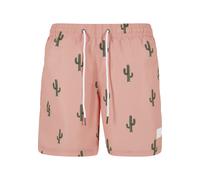 Badeshorts URBAN CLASSICS "Urban Classics Herren Pattern Swim Shorts" Gr. S, US-Größen, rosa (cactus aop) Herren Badehosen (40602954-S) cactus aop