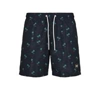 Badeshorts URBAN CLASSICS "Urban Classics Herren Pattern Swim Shorts", Herren, Gr. S, US-Größen, schwarz (island aop), 100% Polyester, Badehosen Badeshorts (64301151-S) island aop