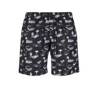Badeshorts URBAN CLASSICS "Urban Classics Herren Pattern Swim Shorts", Herren, Gr. XL, US-Größen, schwarz, weiß, 100% Polyester, Badehosen Badeshorts (92414349-XL) schwarz, weiß